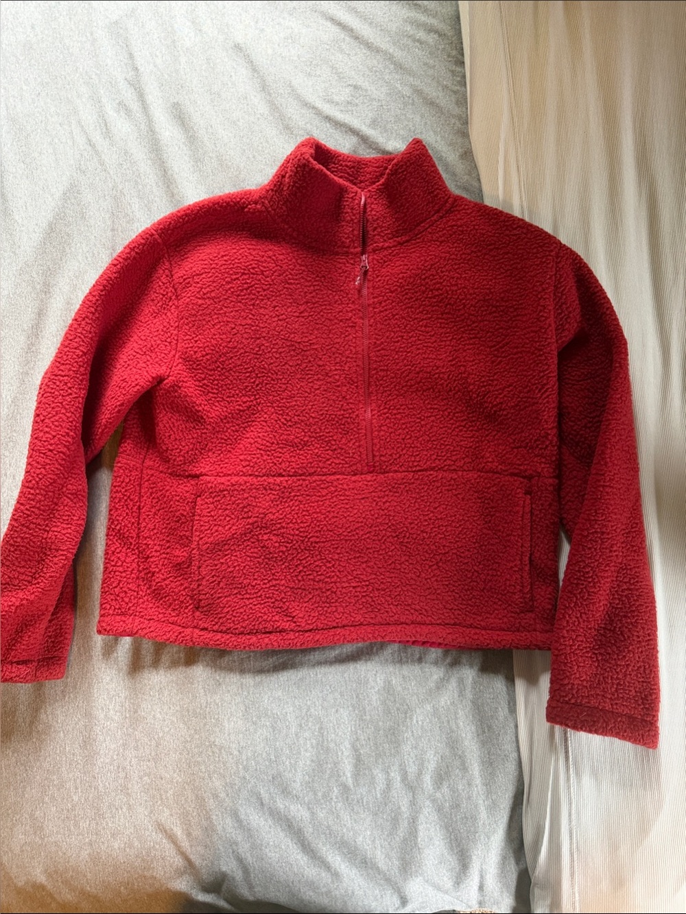 Title Nine Red Sherpa Half-Zip Turtleneck Pullover